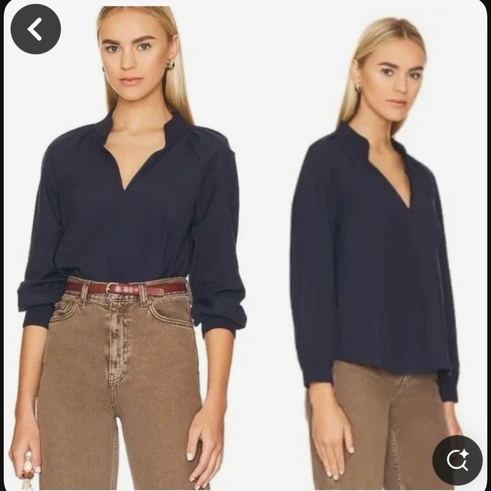 Brochu Walker Amalia Blouse.  Navy blue. Size Large